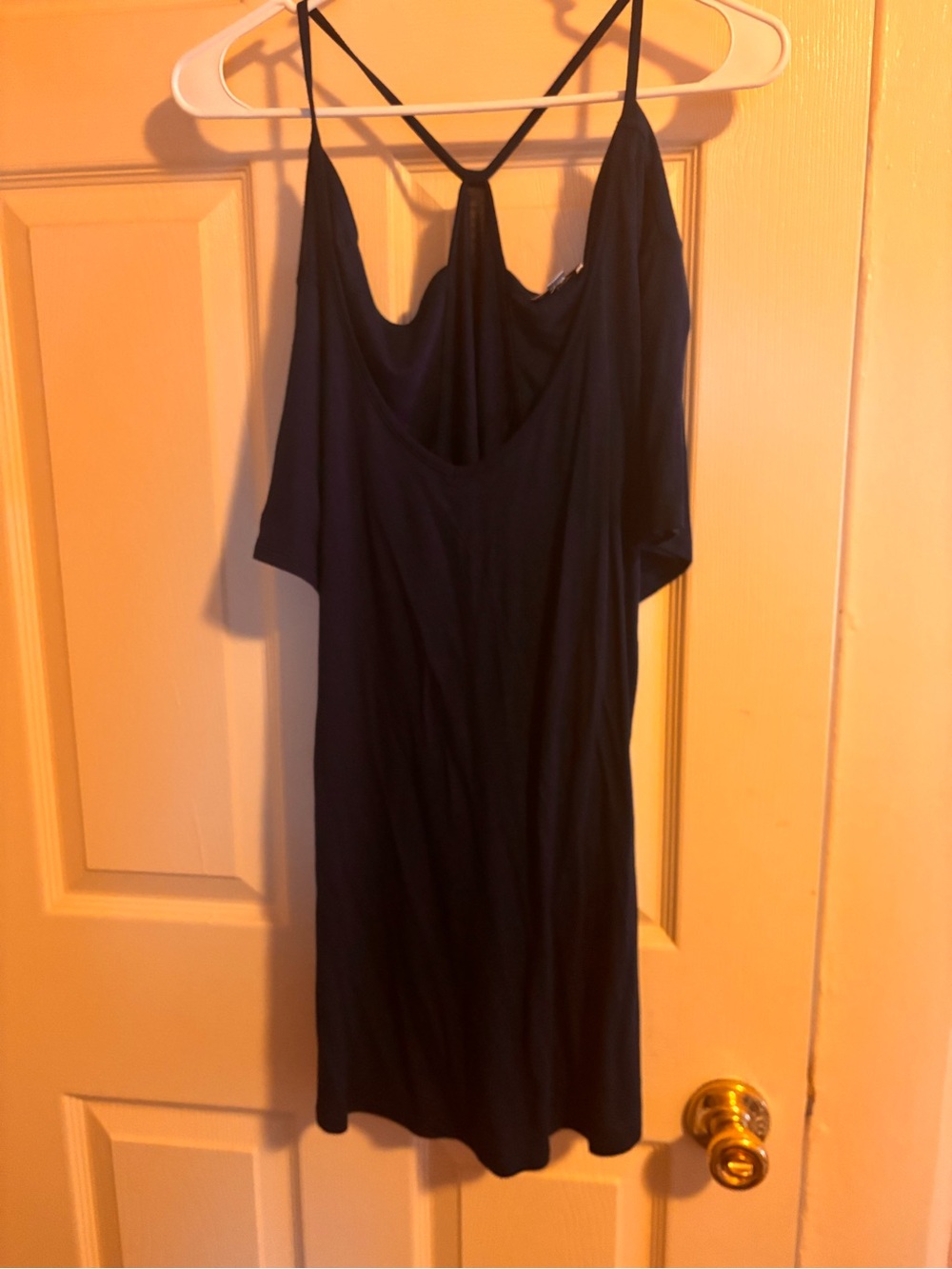 Avenue Navy Blue Spaghetti Strap Shift Top with Strappy Racerback